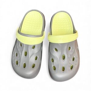ARISIC Clog Sandals Size 8 / 9 Removable Insoles Arch Support Gray Yellow Garden